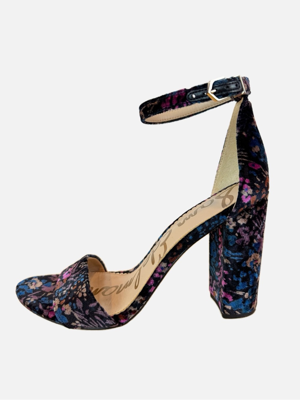 Sam Edelman | Floral Velvet Chunky Heel w Ankle Strap, 8